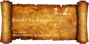 Kazári Lajos névjegykártya